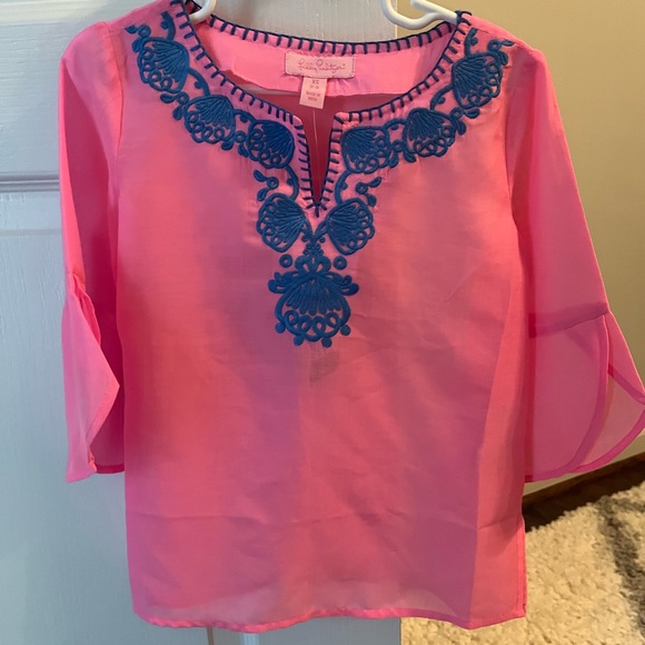 Lilly Pulitzer Other - Pink Mini Piet Cover Up silk Lilly Pulitzer girls top NEW w/ Tags XS (2-3)